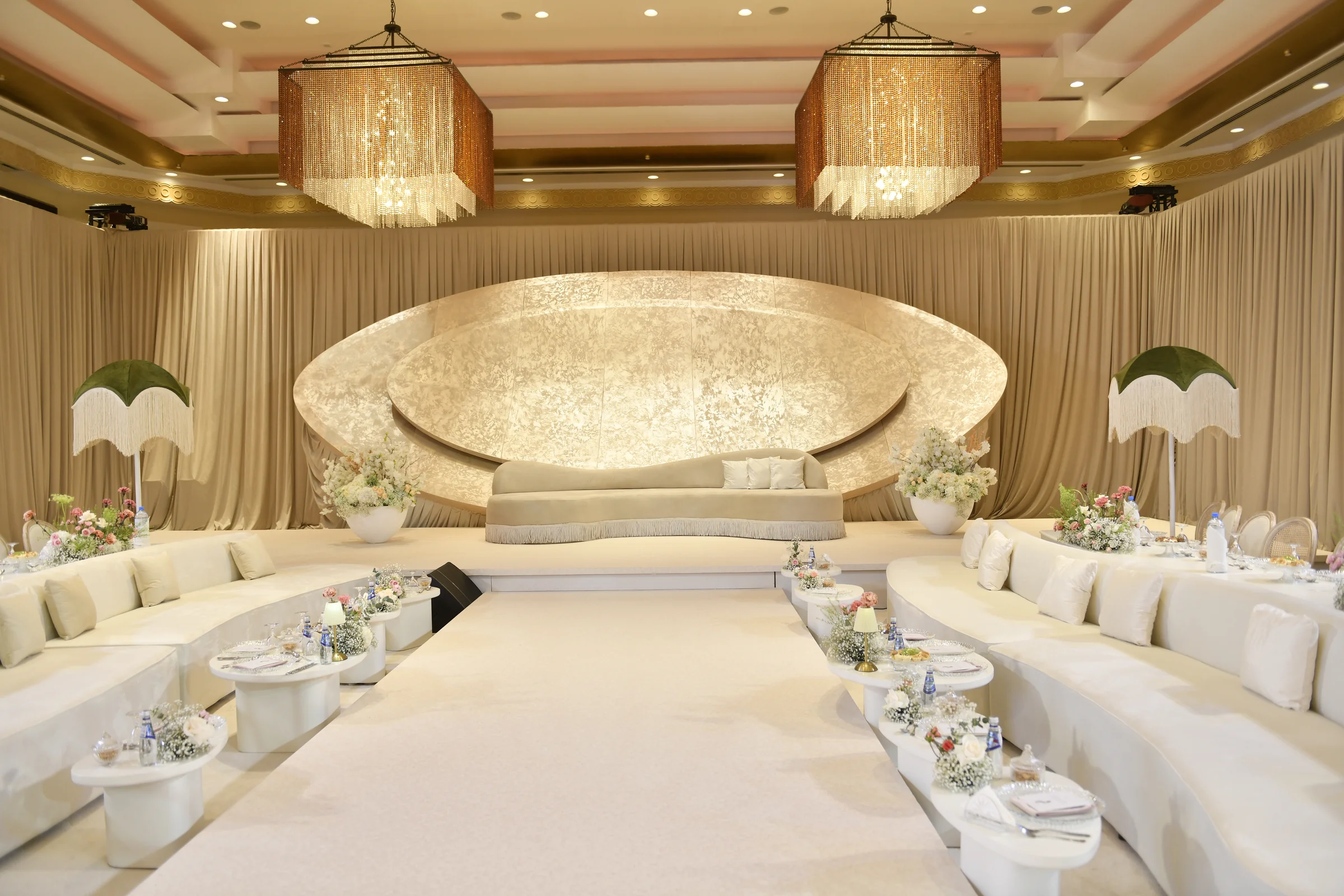 Wedding planners in qatar stage backdrop and lighting in Doha