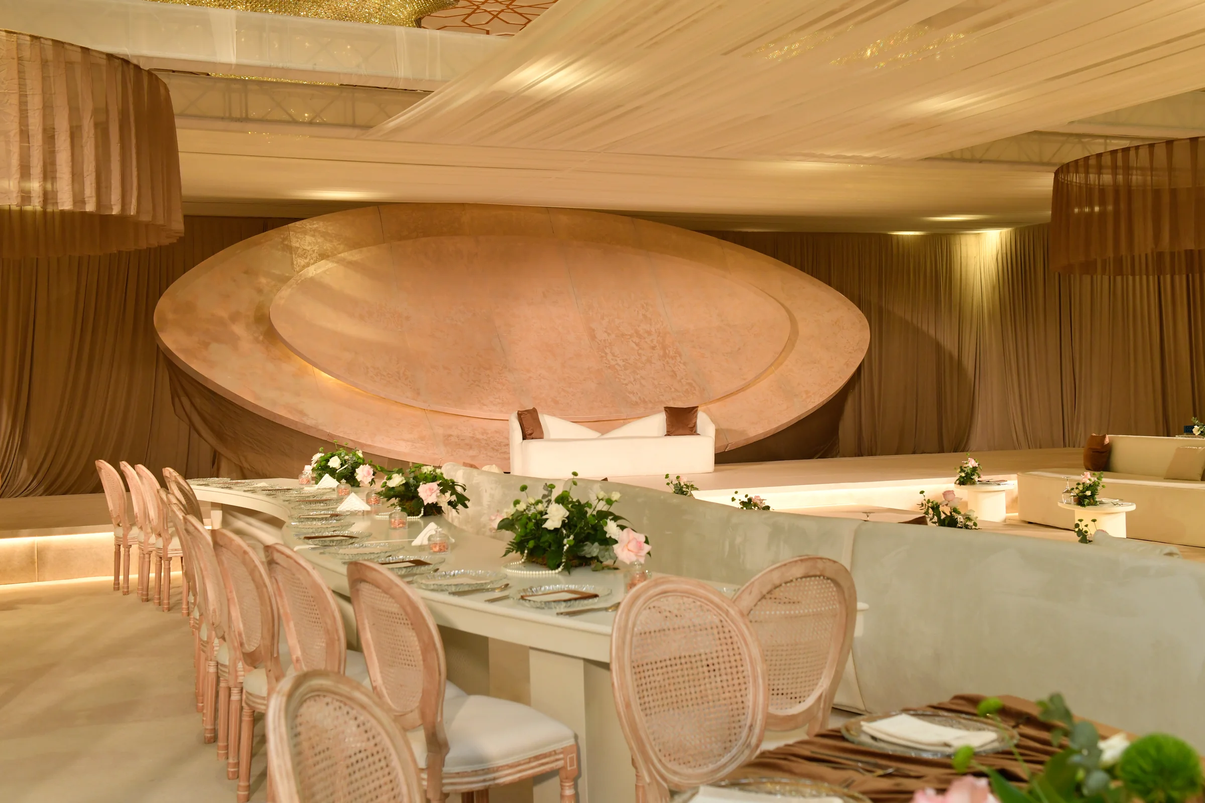Wedding planners in qatar stage backdrop and lighting in Doha
