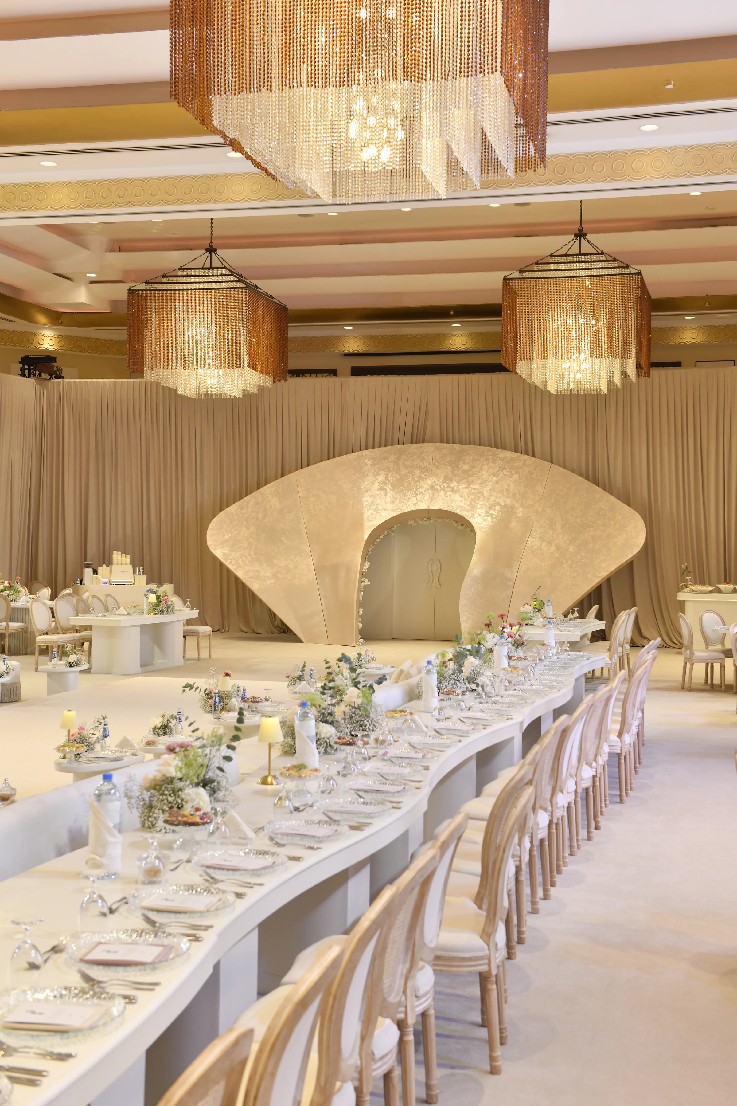 Wedding planners in qatar stage backdrop and lighting in Doha