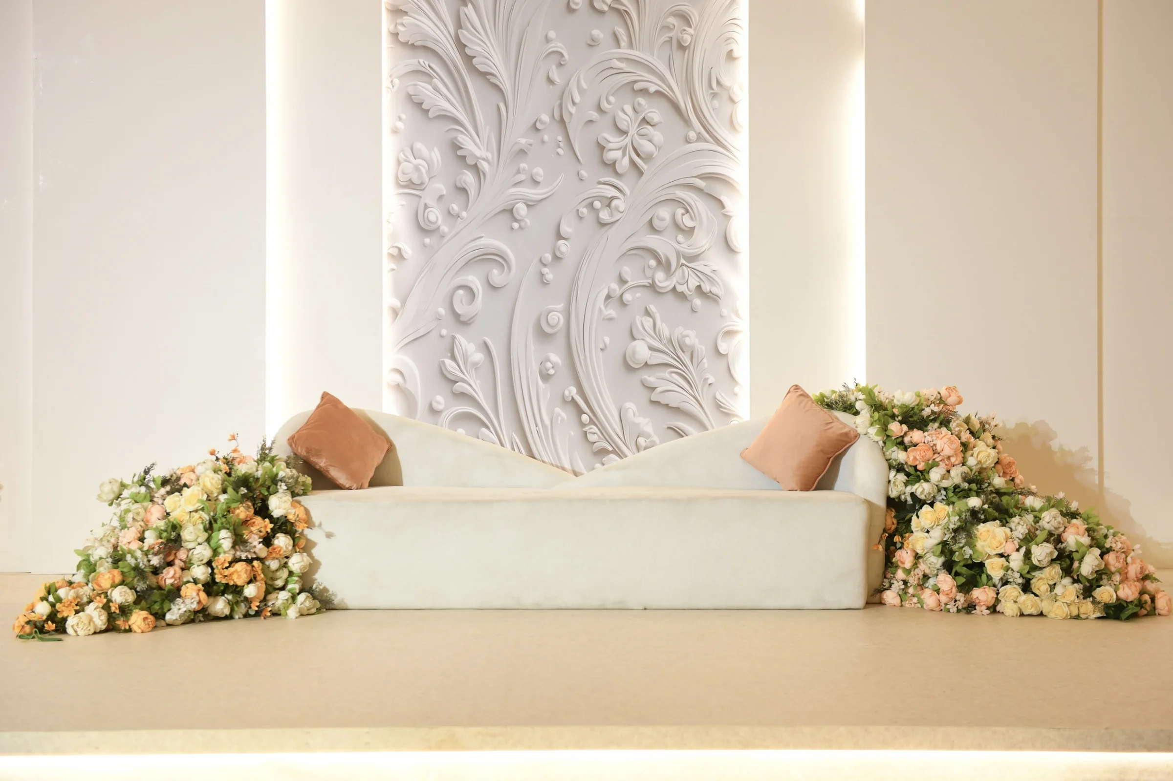 Wedding planners in qatar stage backdrop and lighting in Doha
