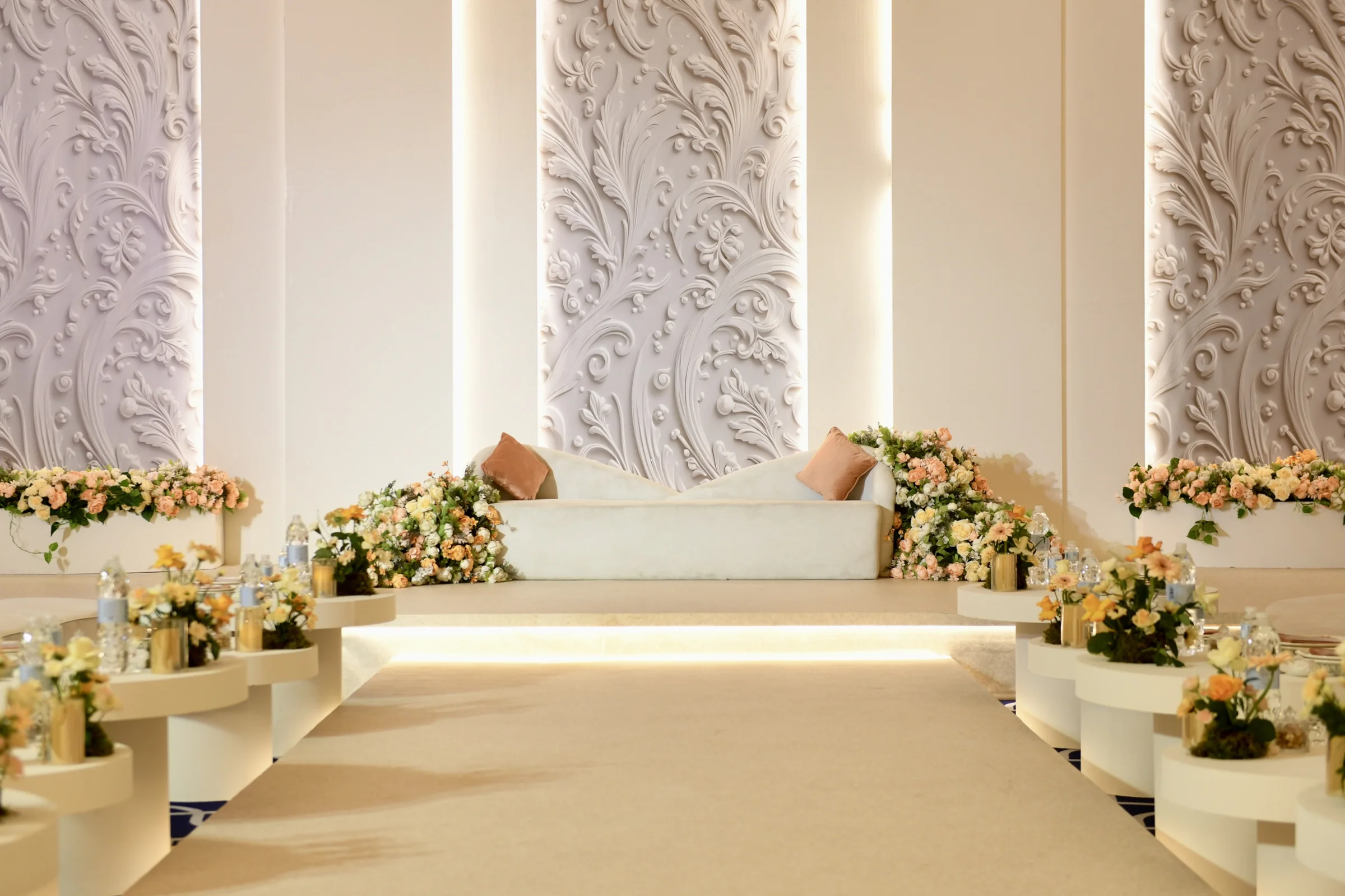 Wedding planners in qatar stage backdrop and lighting in Doha
