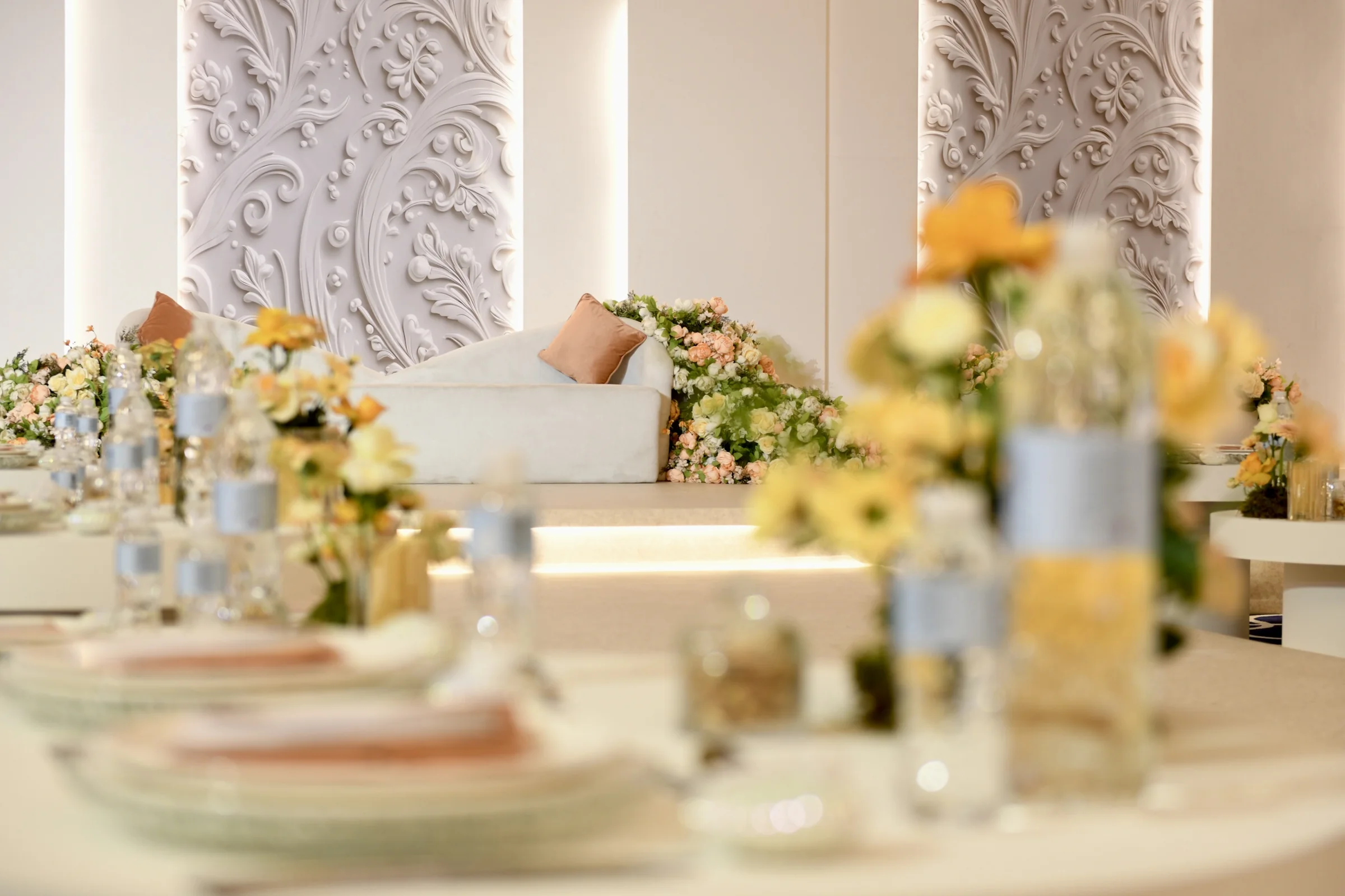 Kosha stage design in Doha for luxury wedding reception