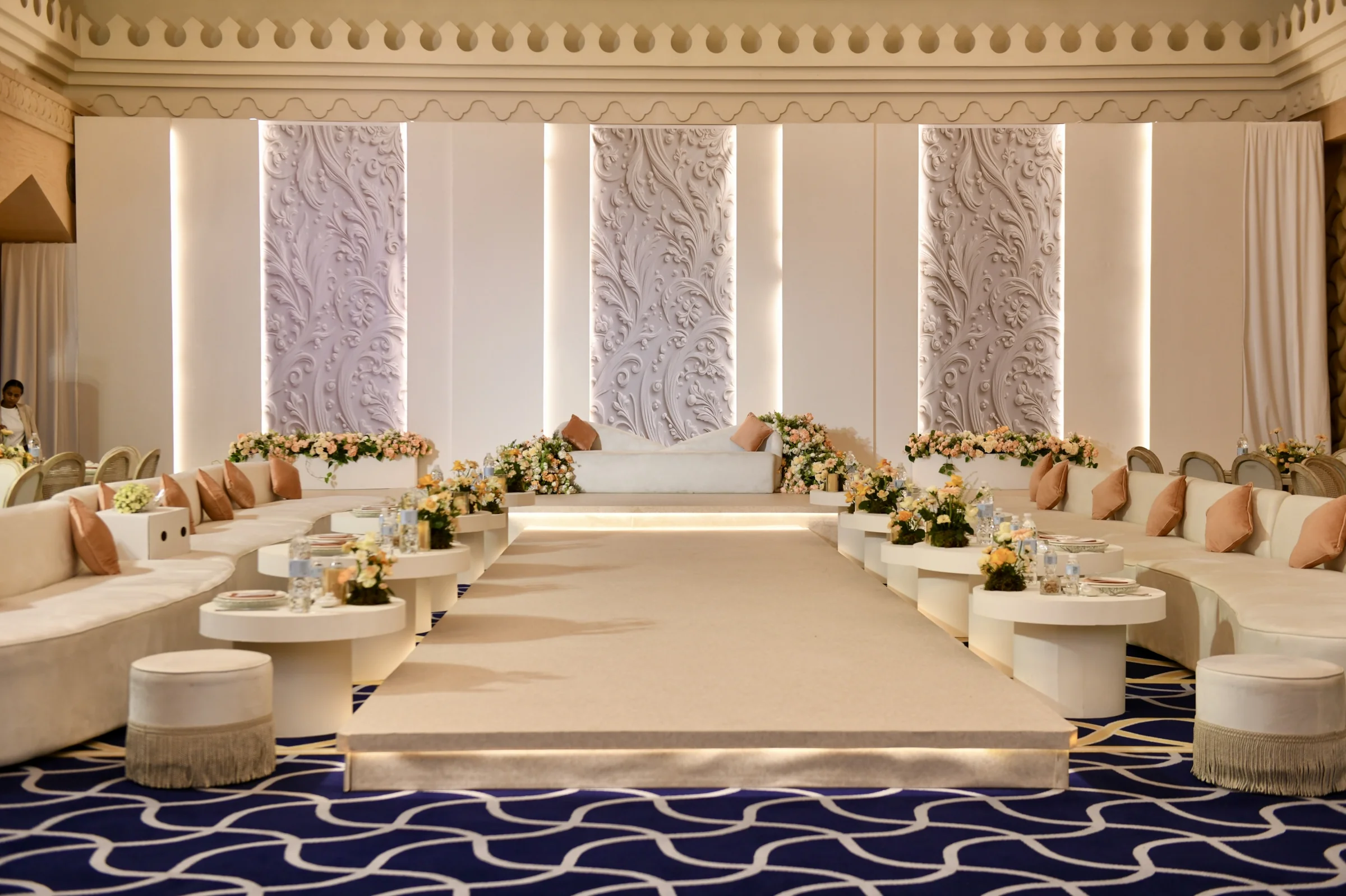 Wedding planners in qatar stage backdrop and lighting in Doha