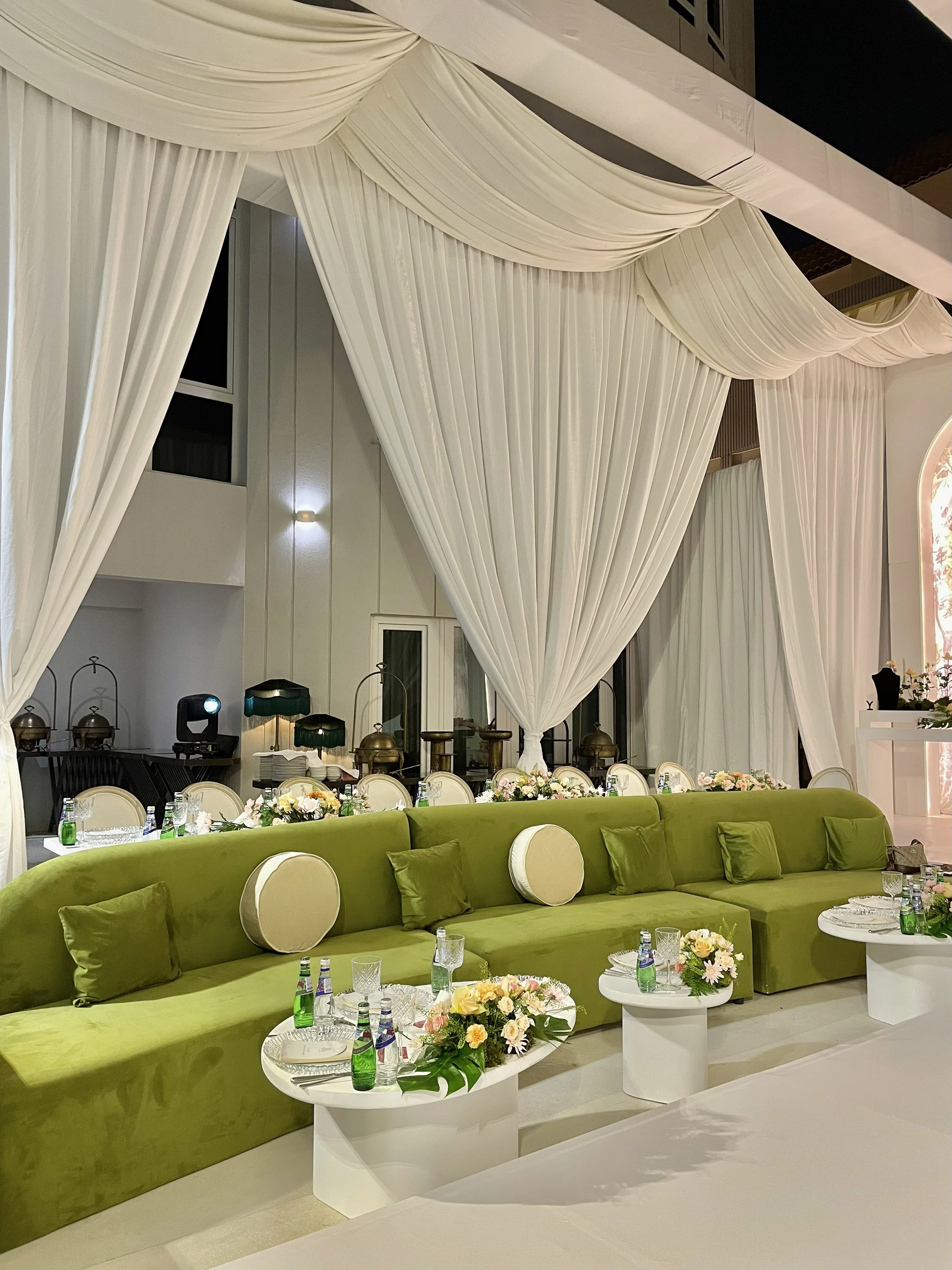 Wedding planners in qatar stage backdrop and lighting in Doha
