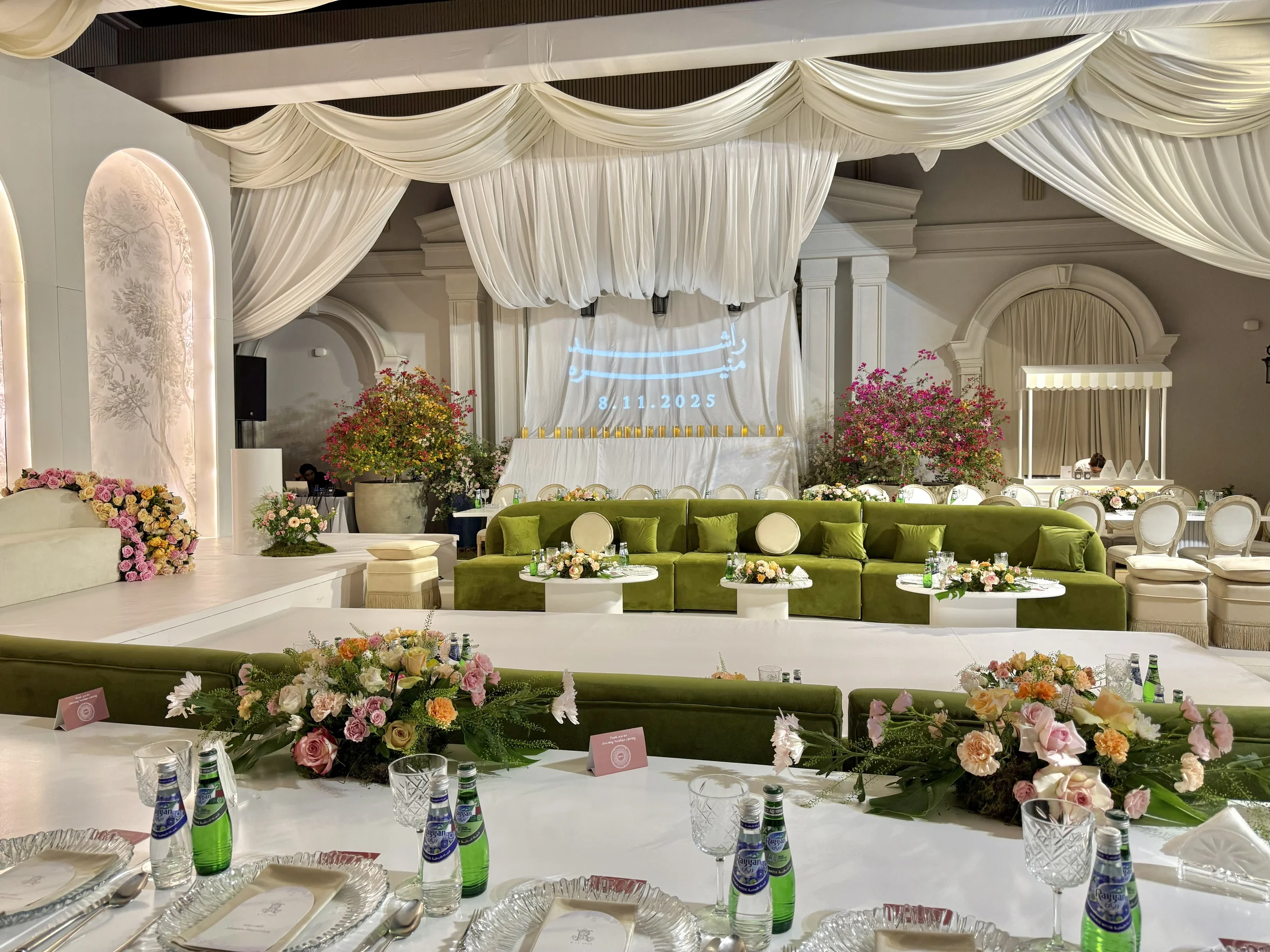 Kosha stage design in Doha for luxury wedding reception