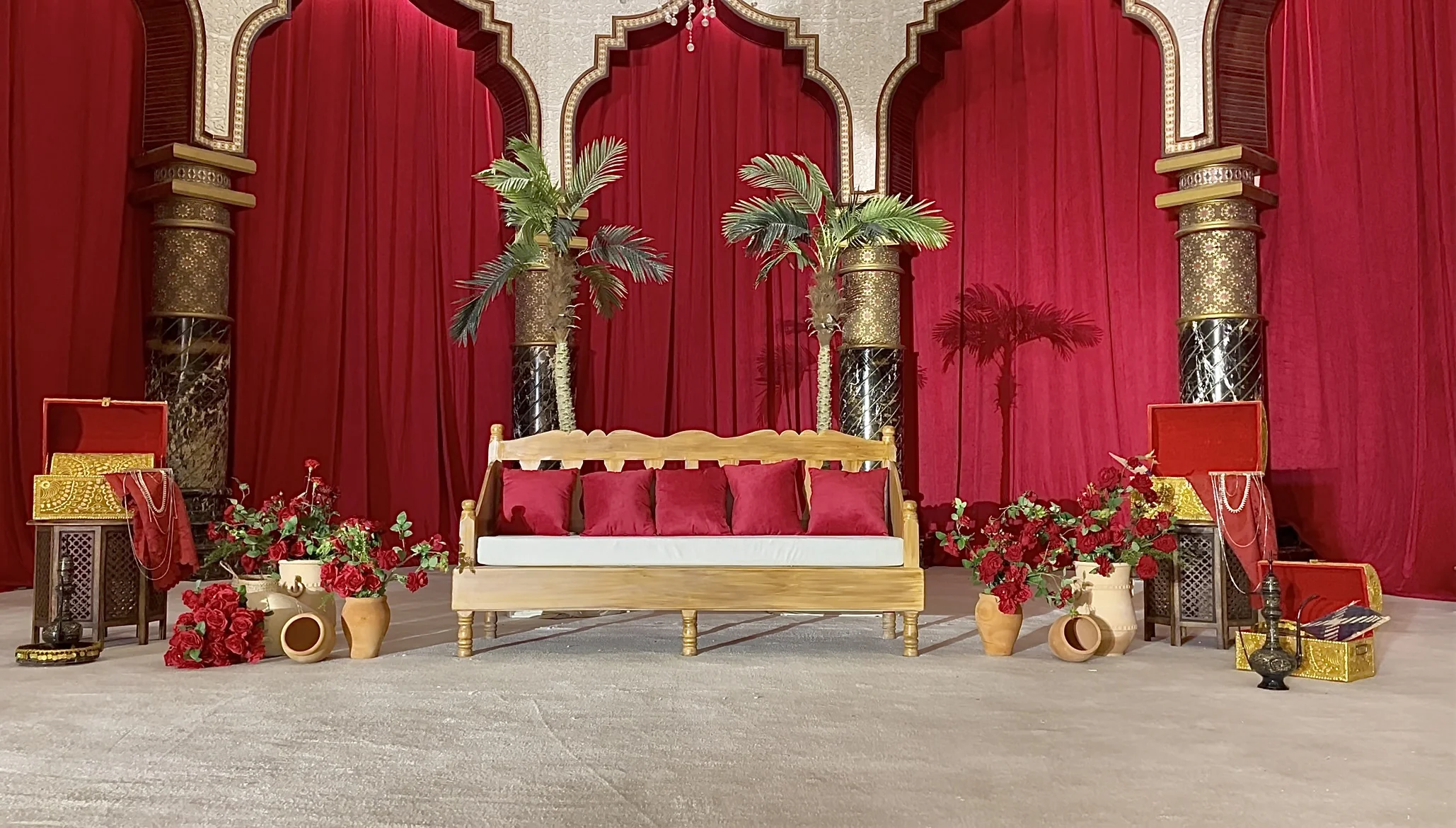 Kosha stage design in Doha for luxury wedding reception