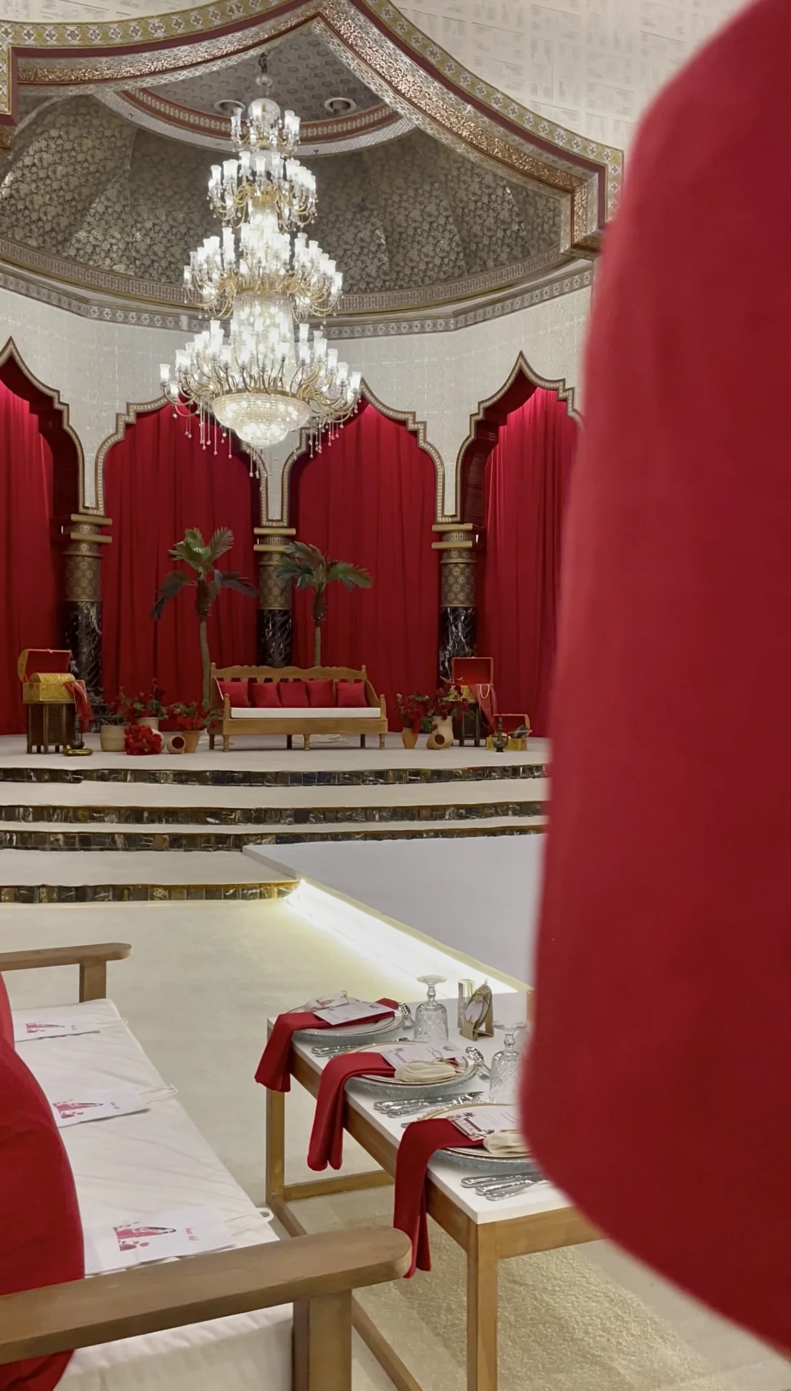 Kosha stage design in Doha for luxury wedding reception