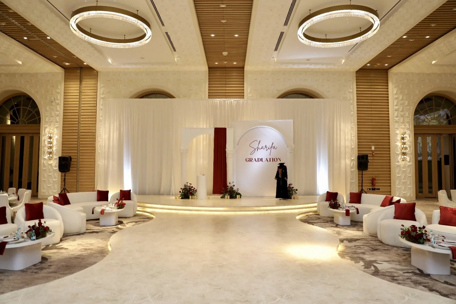 Wedding planners in qatar stage backdrop and lighting in Doha