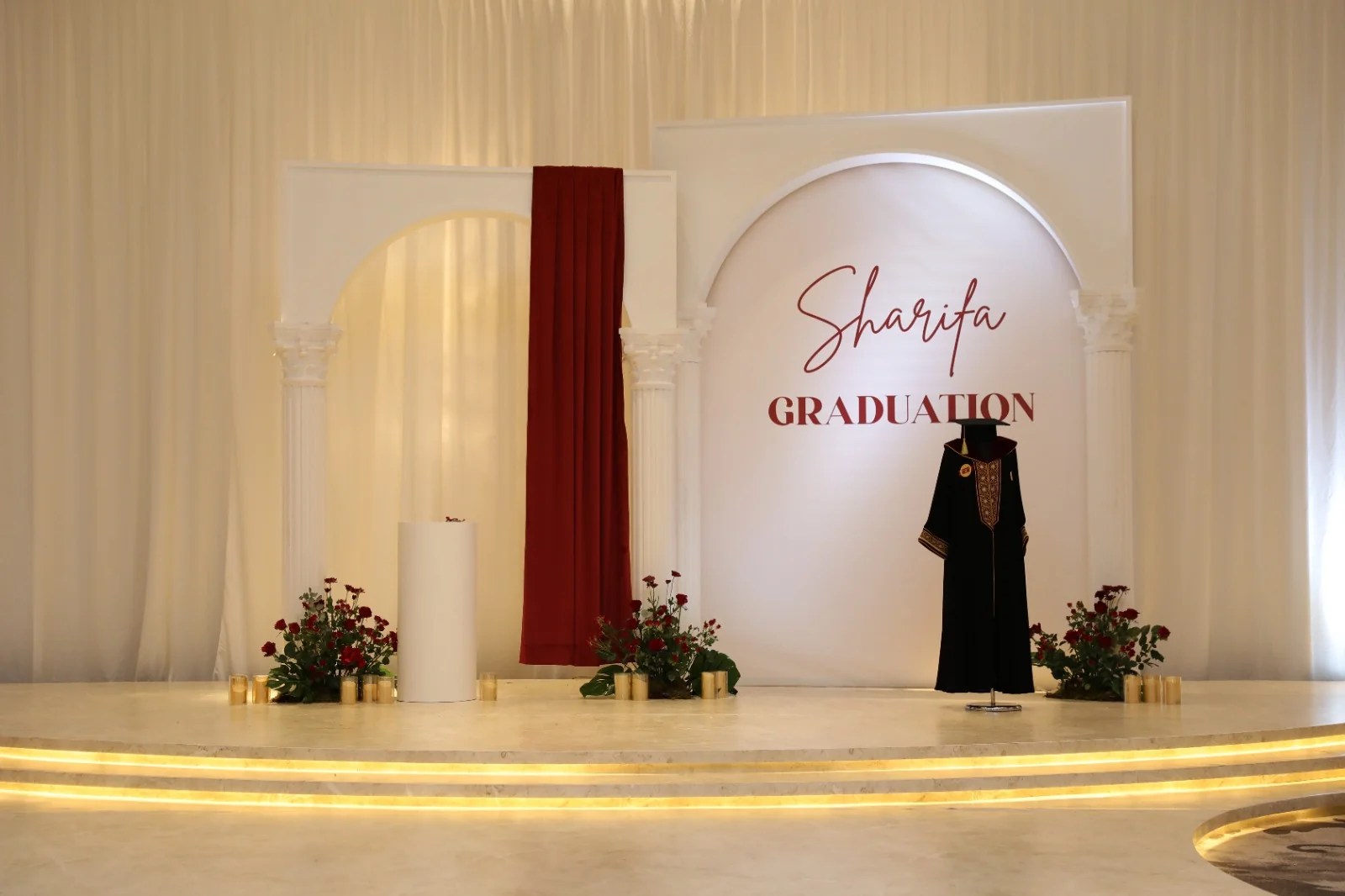 Kosha stage design in Doha for luxury wedding reception