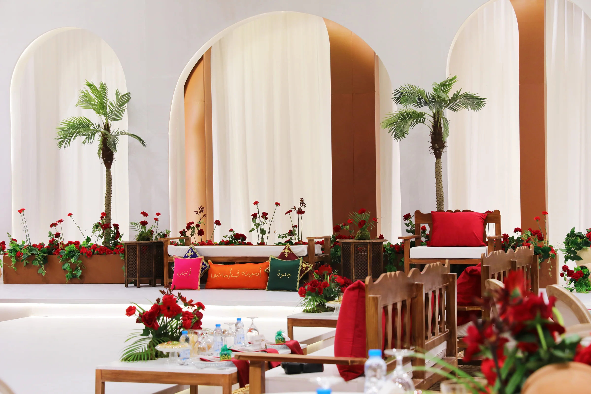 Wedding planners in qatar stage backdrop and lighting in Doha