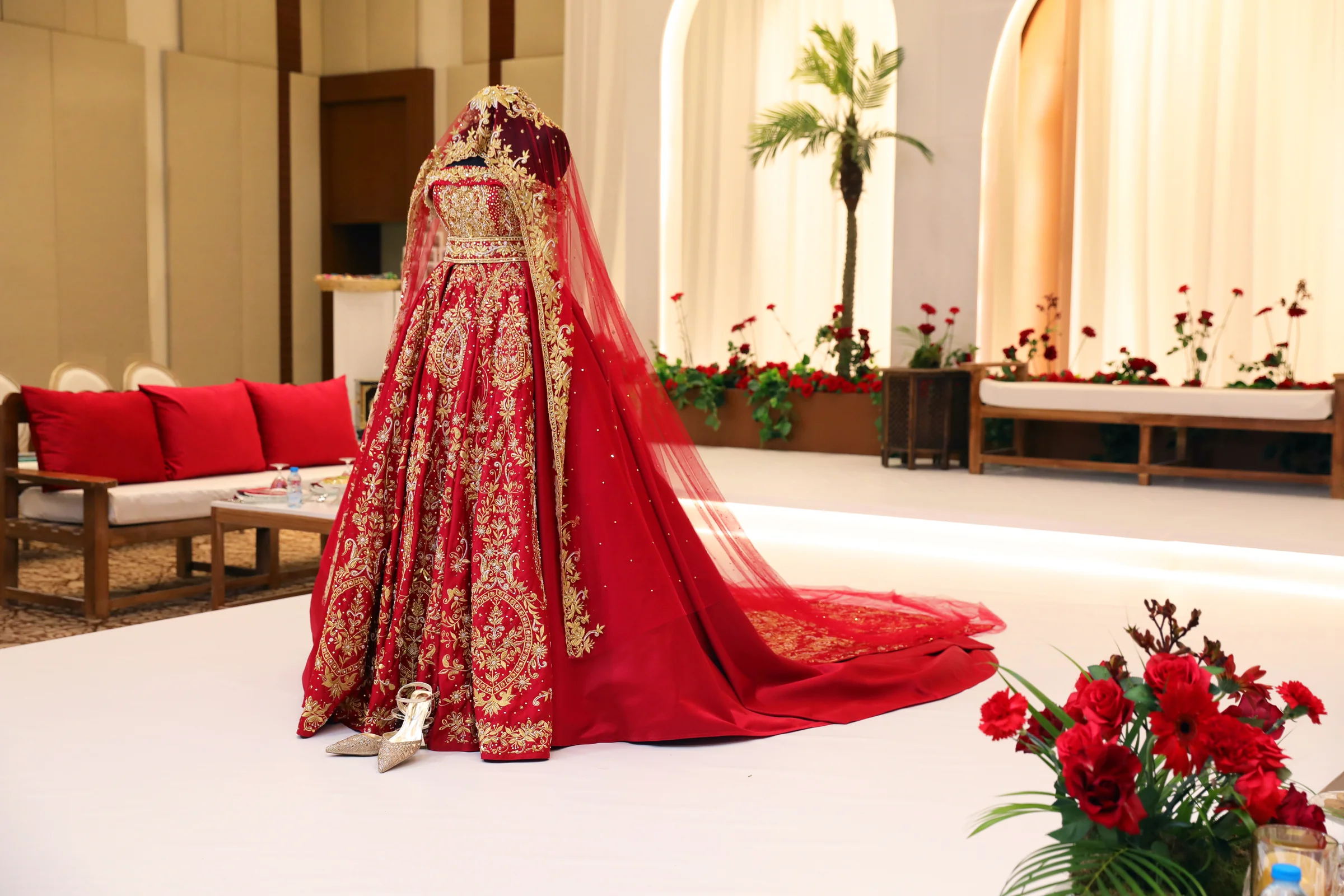 Kosha stage design in Doha for luxury wedding reception
