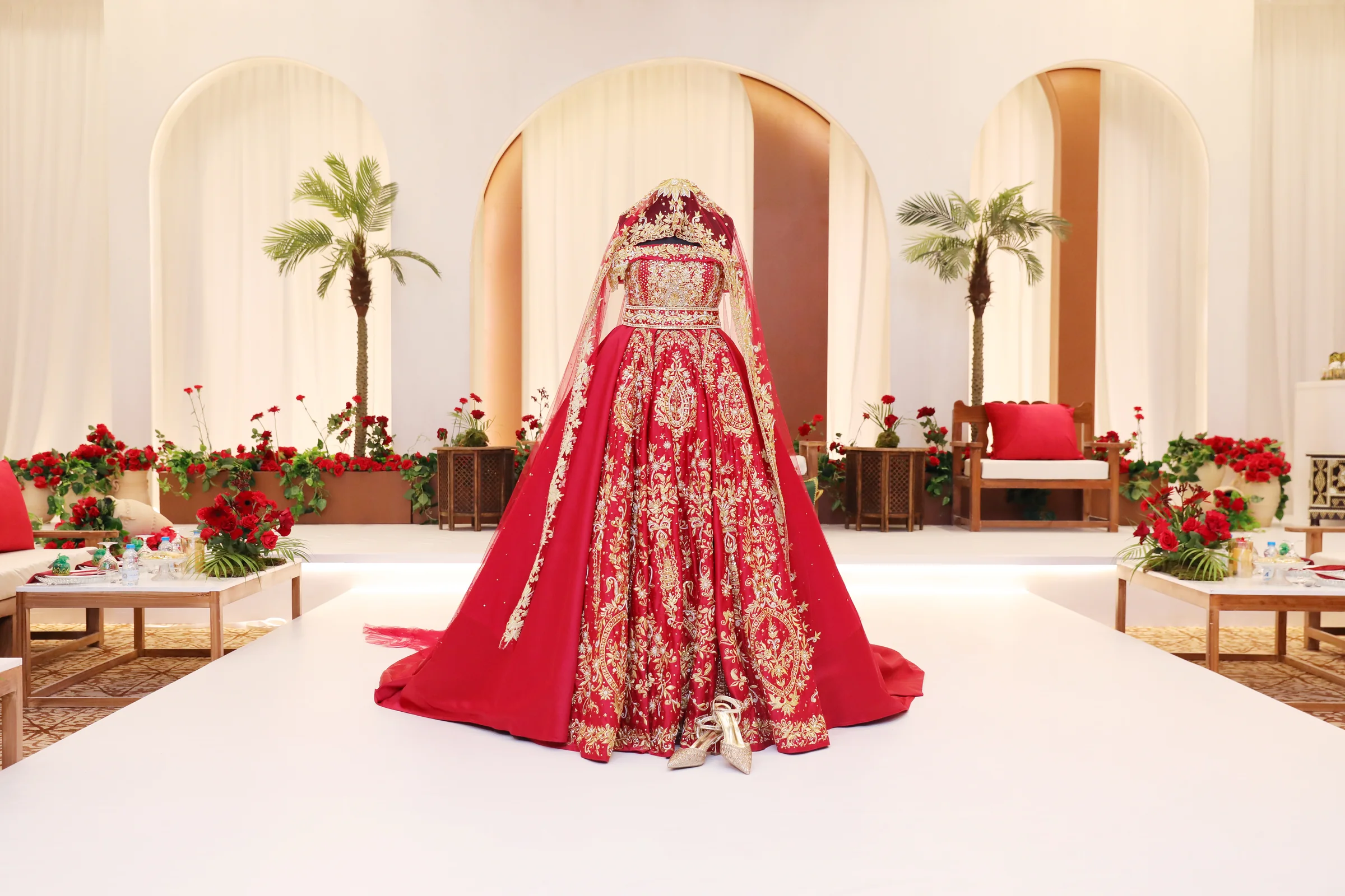Kosha stage design in Doha for luxury wedding reception