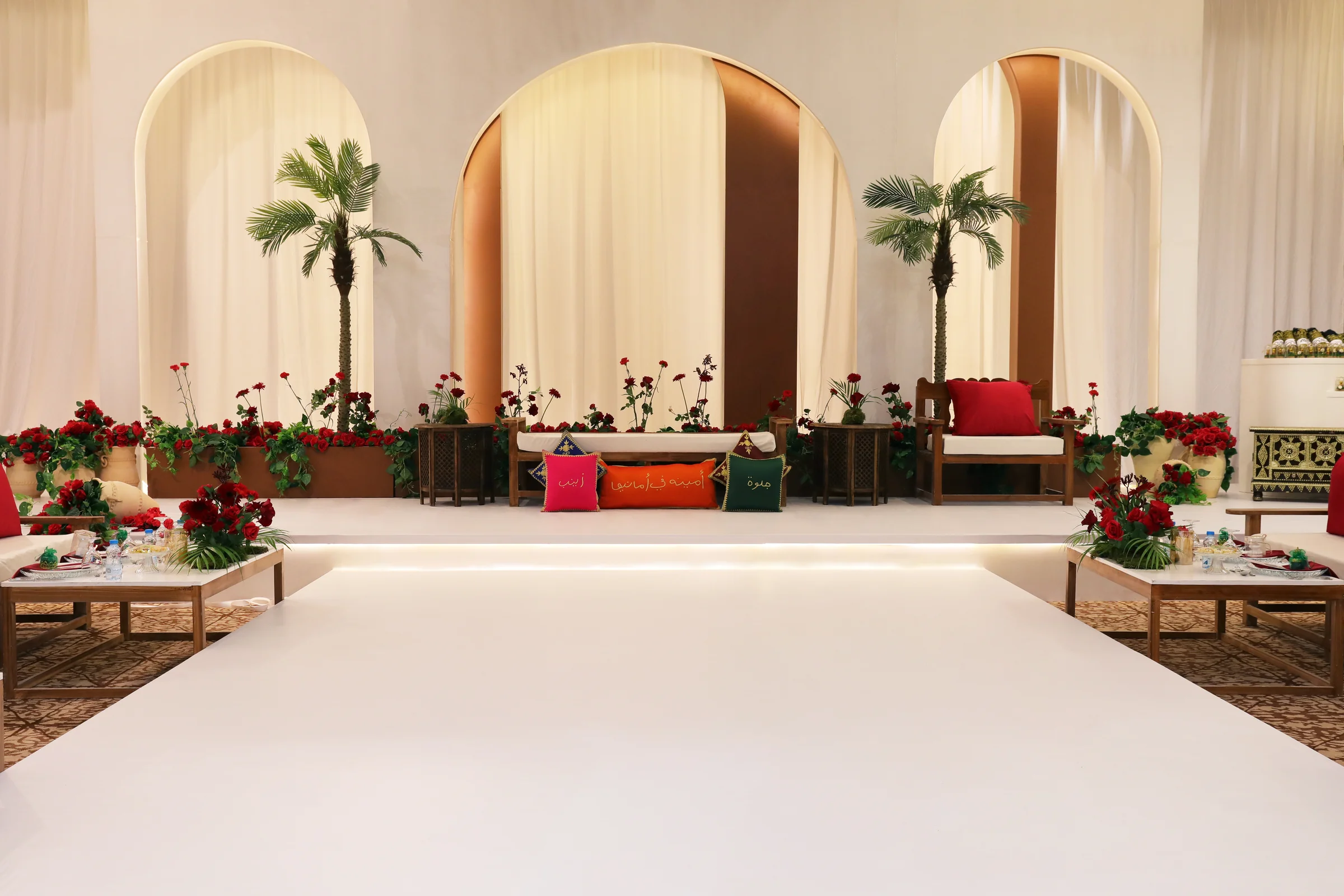 Wedding planners in qatar stage backdrop and lighting in Doha