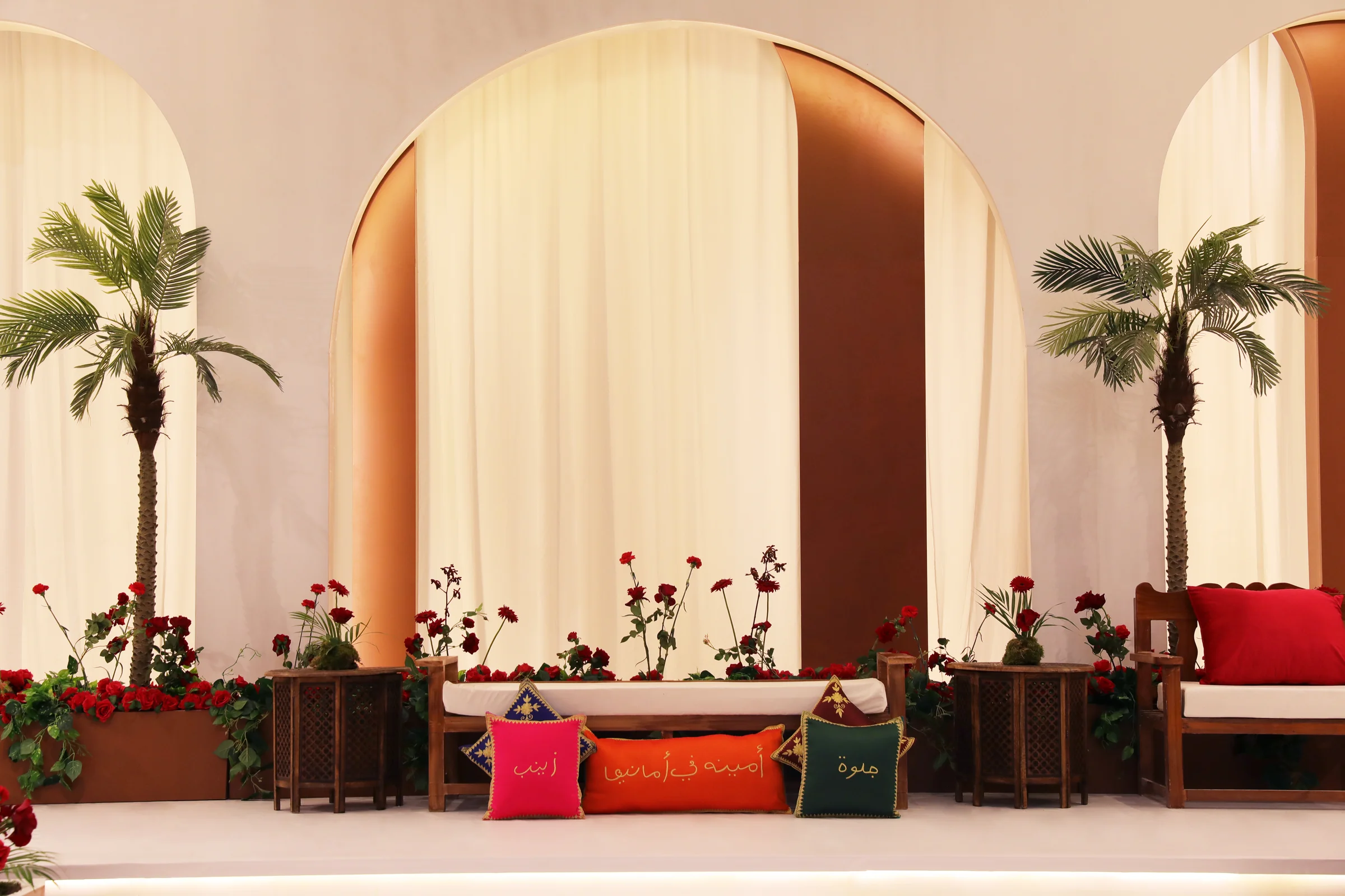 Kosha stage design in Doha for luxury wedding reception