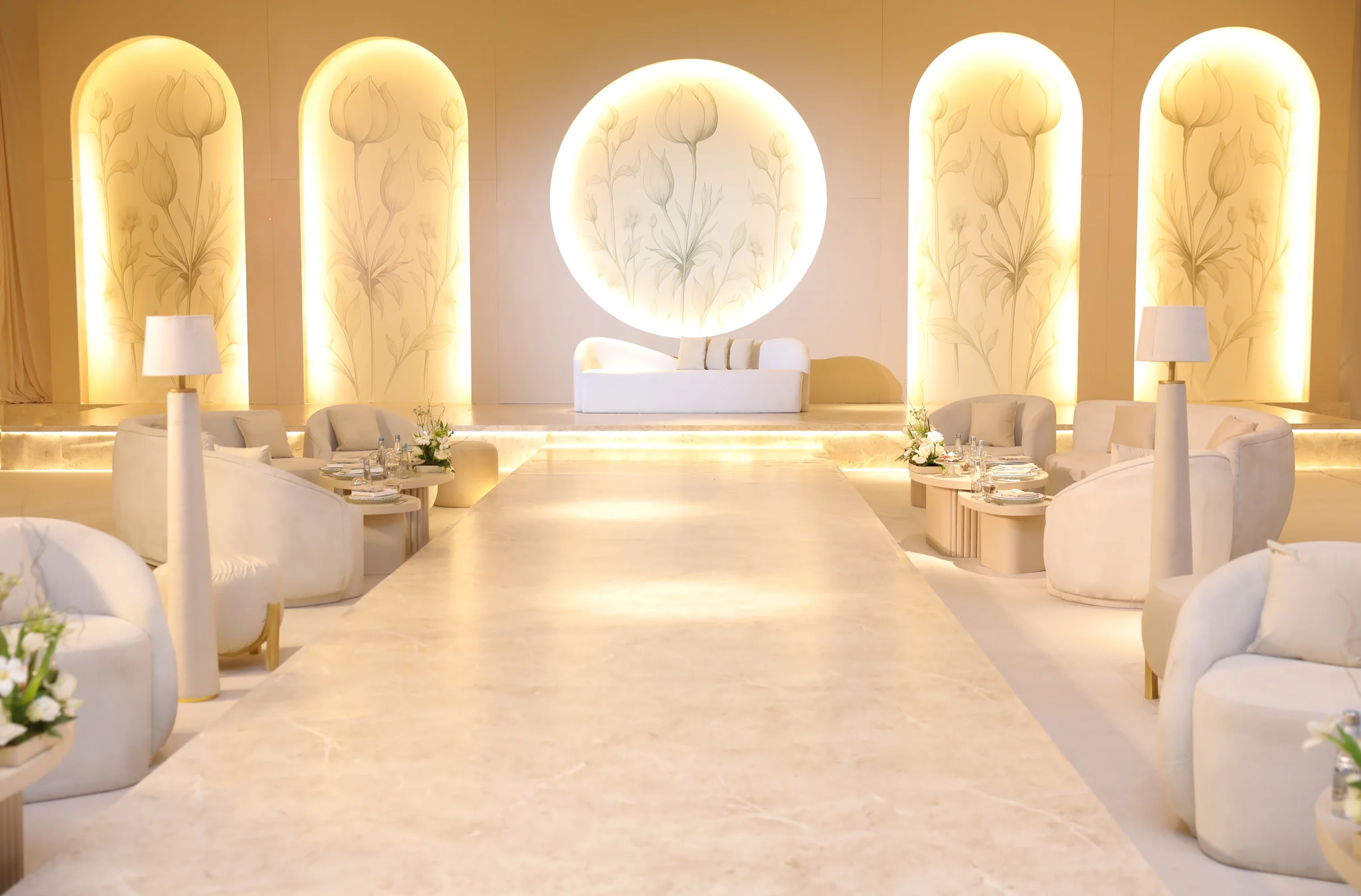 Kosha stage design in Doha for luxury wedding reception