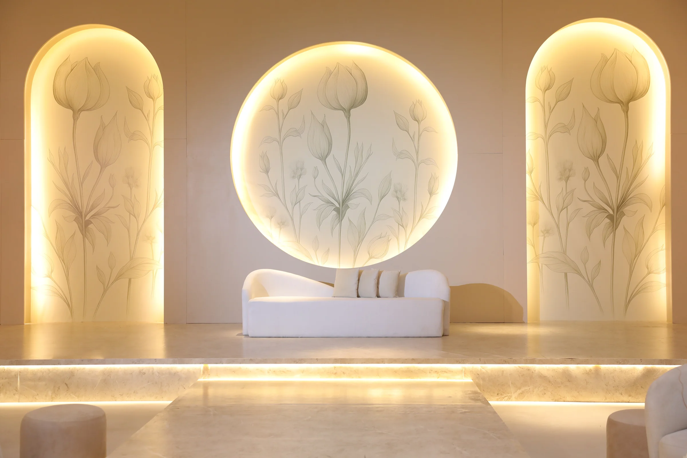 Kosha stage design in Doha for luxury wedding reception