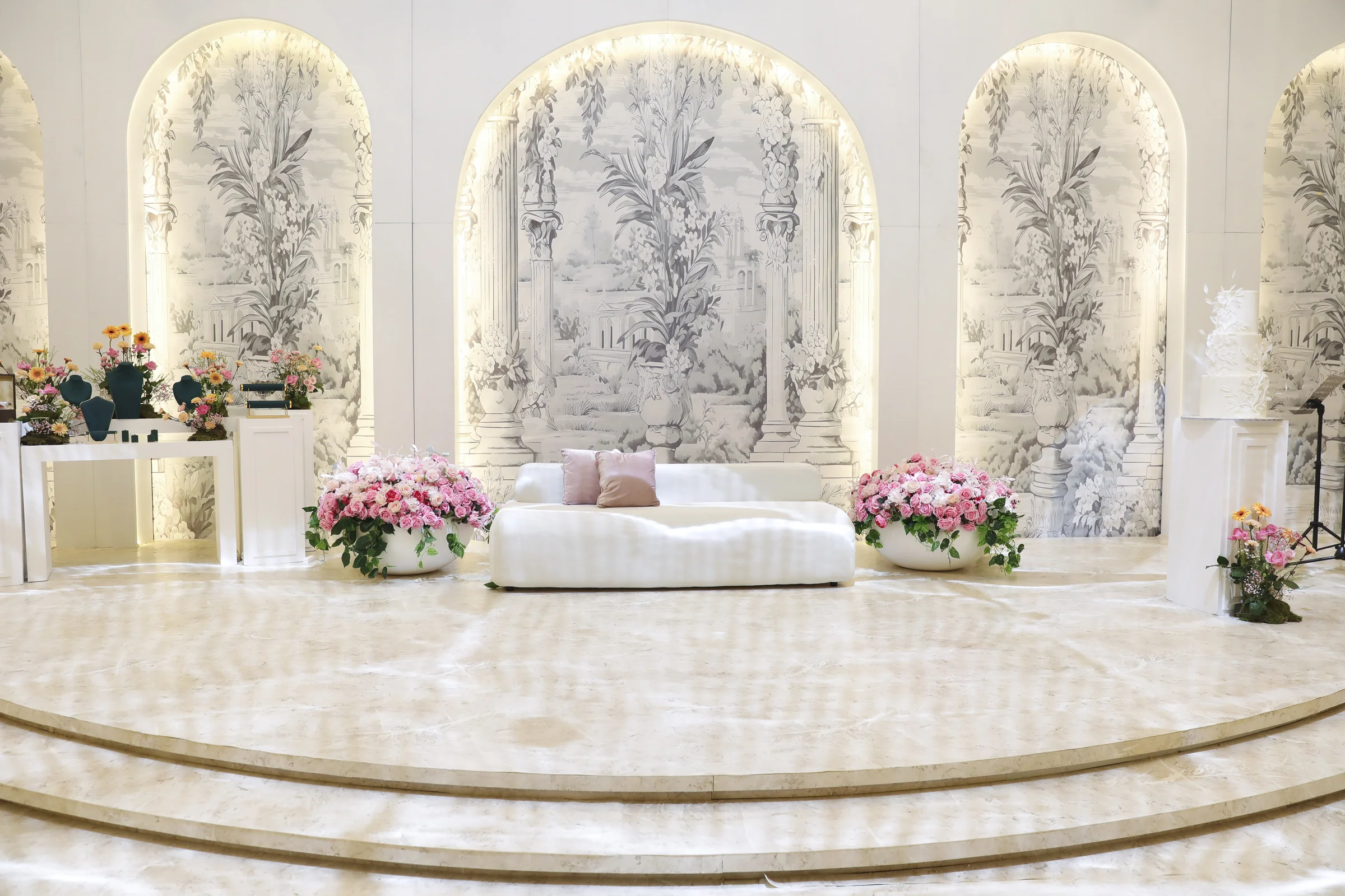 Wedding planners in qatar stage backdrop and lighting in Doha