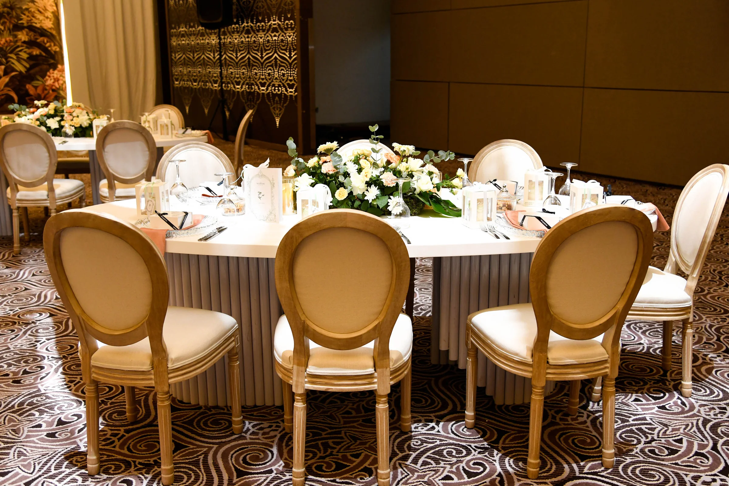 Wedding planners in qatar stage backdrop and lighting in Doha