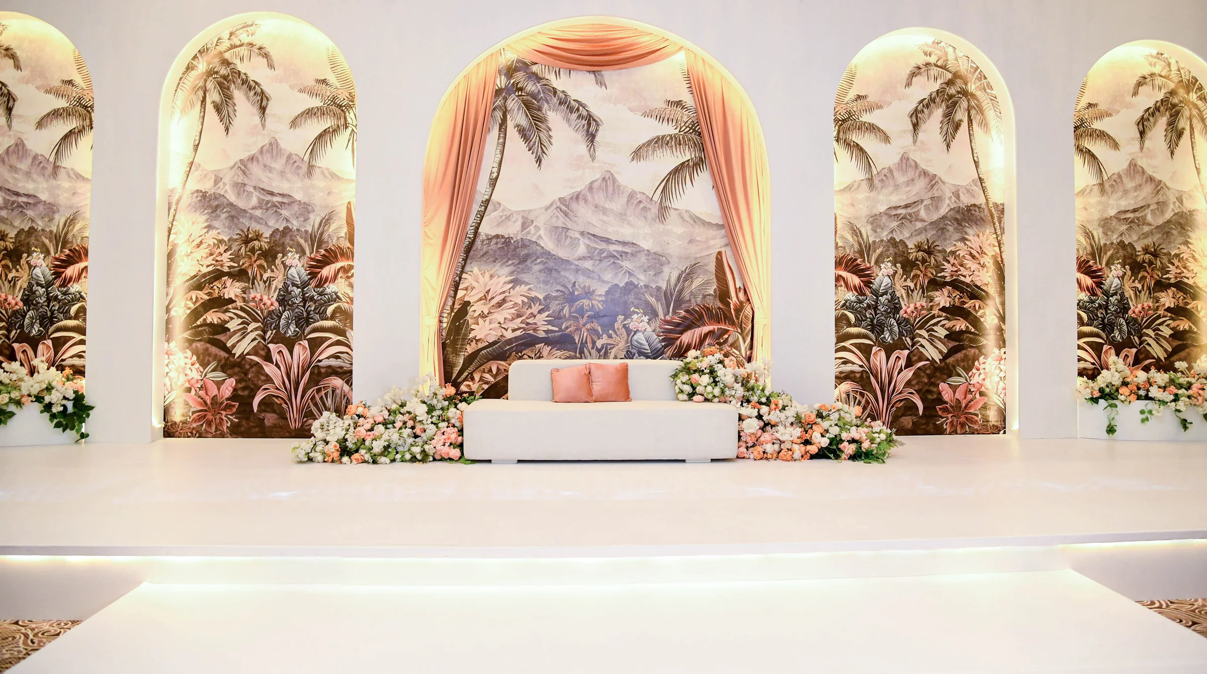 Wedding planners in qatar stage backdrop and lighting in Doha