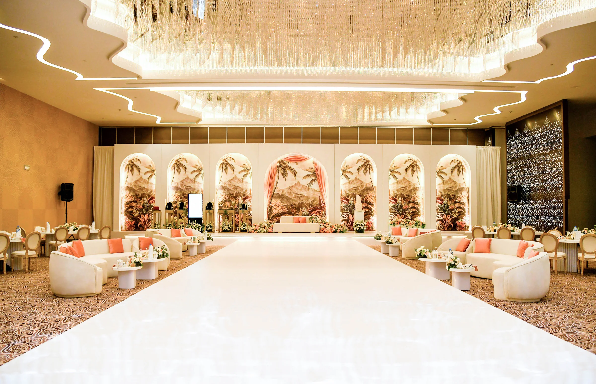Wedding planners in qatar stage backdrop and lighting in Doha